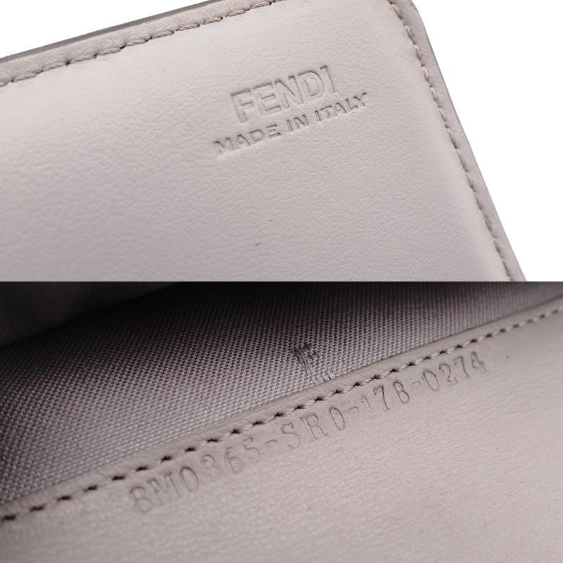 FENDI Lockstud Spike Wallet Chain Shoulder Bag Gray Leather Silver Hardware Wallet 7-9-489