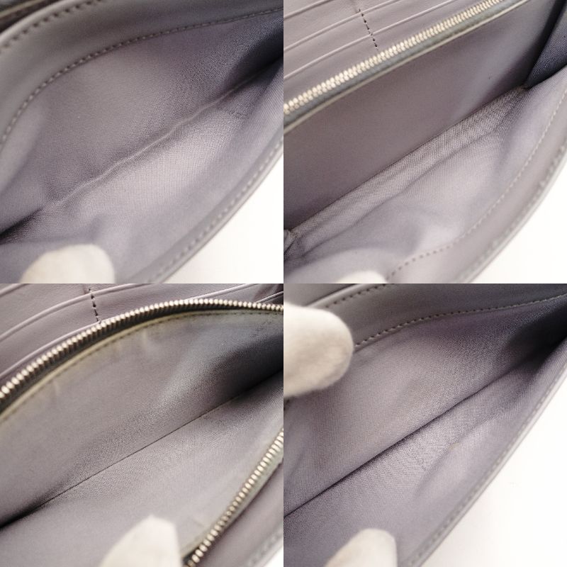 FENDI Lockstud Spike Wallet Chain Shoulder Bag Gray Leather Silver Hardware Wallet 7-9-489