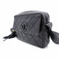 CHANEL Matelassé Fringe Shoulder Bag Black Leather Black Logo