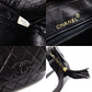 CHANEL Matelassé Fringe Shoulder Bag Black Leather Black Logo