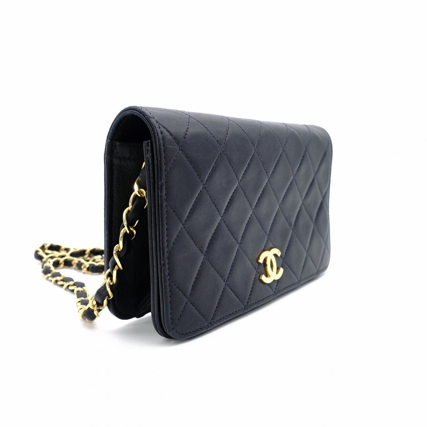 CHANEL Matelassé Shoulder Bag Leather Black Gold Hardware