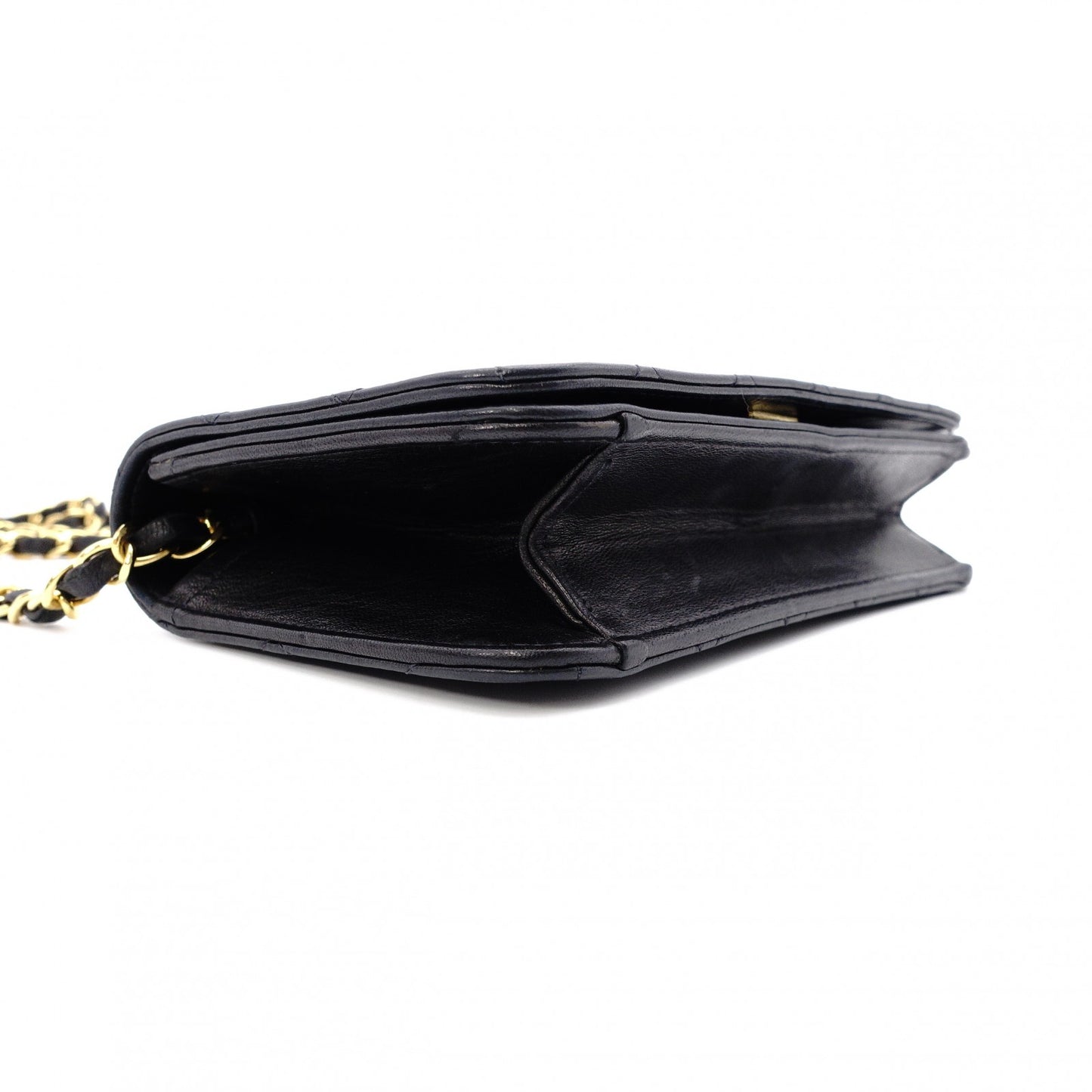 CHANEL Matelassé Shoulder Bag Leather Black Gold Hardware