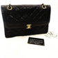 CHANEL Matelassé Double Flap Chain Shoulder Bag Black Lambskin Silver x Gold Hardware 7-9-235