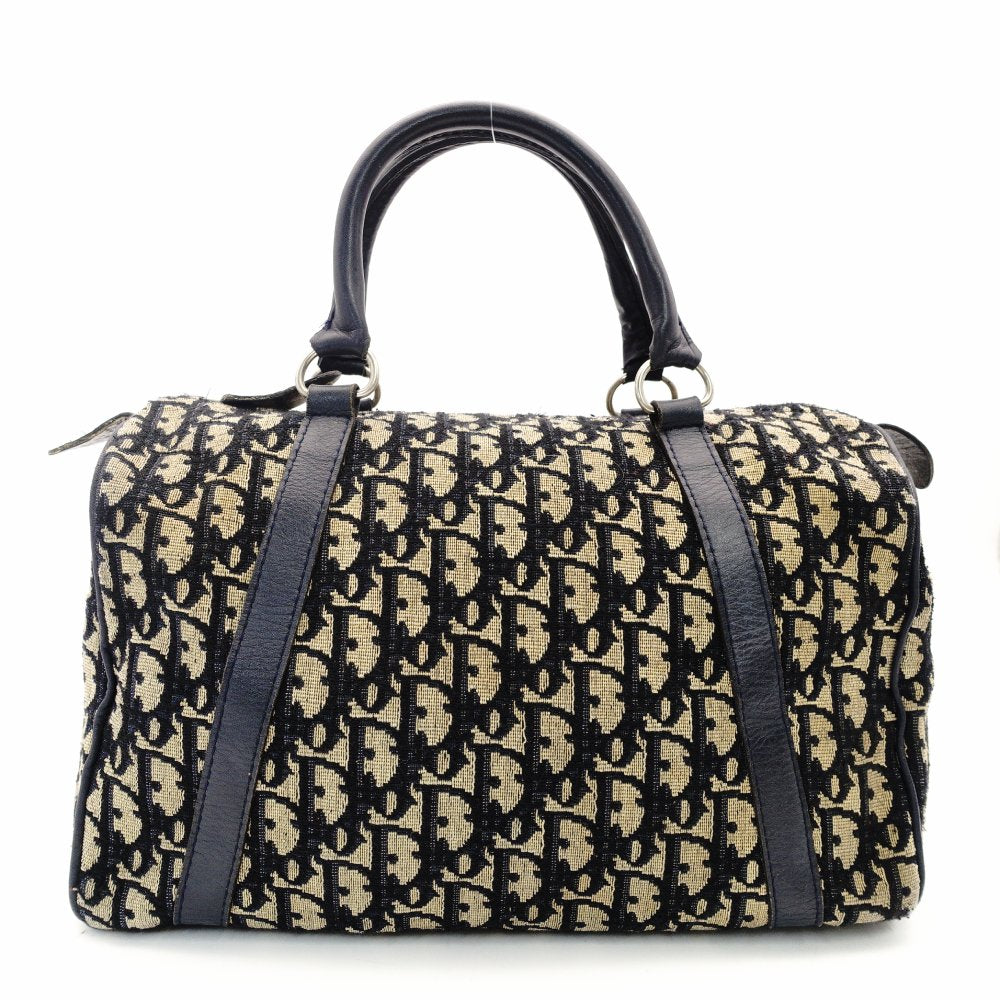 Christian Dior Trotter Mini Boston Beige × Navy Handbag Vintage 7-10-866