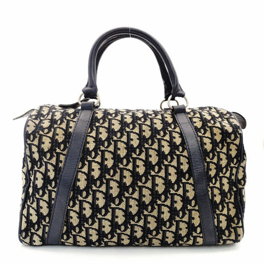Christian Dior Trotter Mini Boston Beige × Navy Handbag Vintage 7-10-866