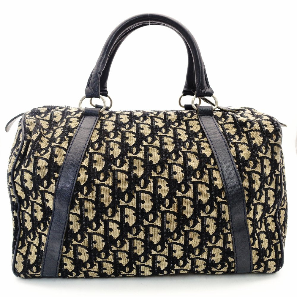 Christian Dior Trotter Mini Boston Beige × Navy Handbag Vintage 7-10-866