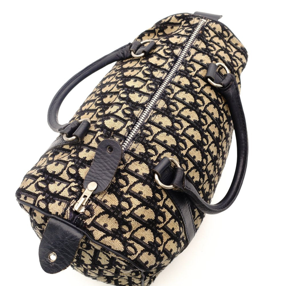 Christian Dior Trotter Mini Boston Beige × Navy Handbag Vintage 7-10-866