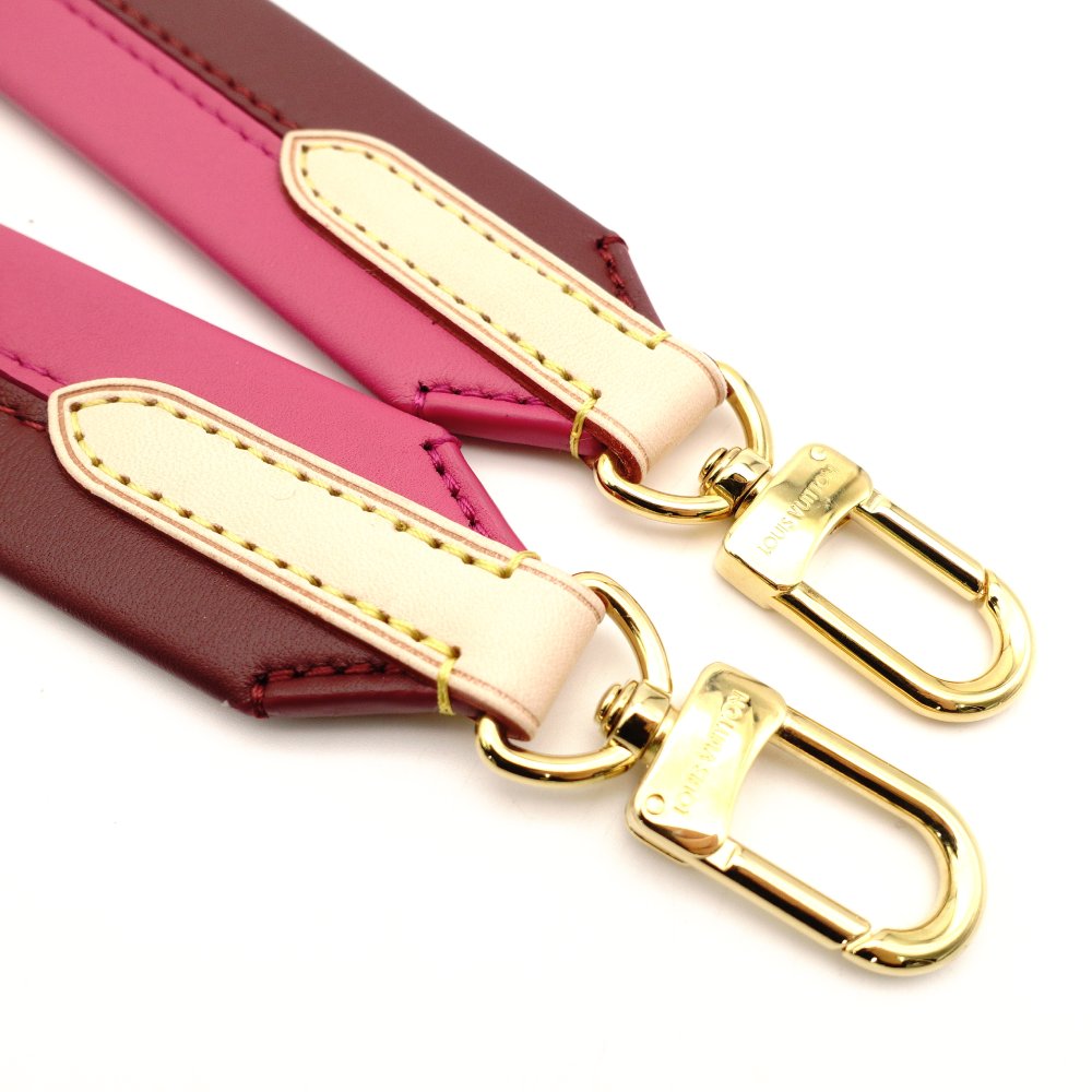 Louis Vuitton Signature Strap Pink × Burgundy Leather Gold Hardware 7-10-1029