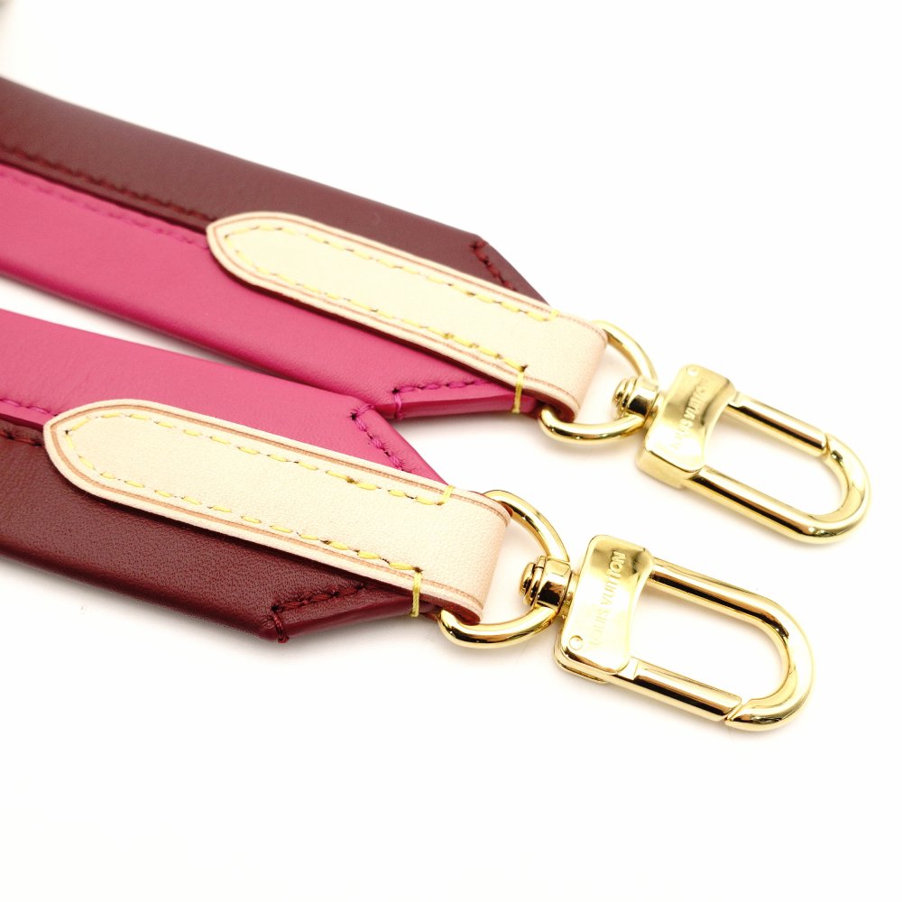 Louis Vuitton Signature Strap Pink × Burgundy Leather Gold Hardware Cluny BB 7-10-1029