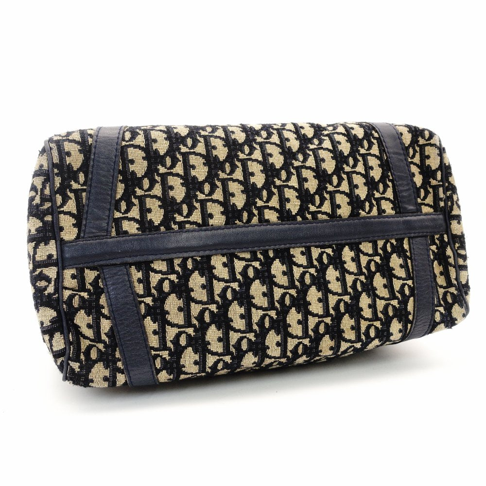 Christian Dior Trotter Mini Boston Beige × Navy Handbag Vintage 7-10-866