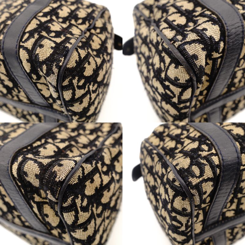 Christian Dior Trotter Mini Boston Beige × Navy Handbag Vintage 7-10-866