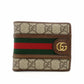 GUCCI Supreme Ophidia Compact Wallet Beige × Brown PVC Leather Mini Wallet Foldable Wallet 7-10-338