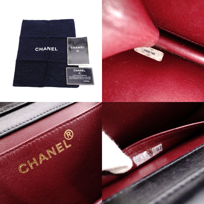 CHANEL Matelassé Shoulder Bag Leather Black Gold Hardware