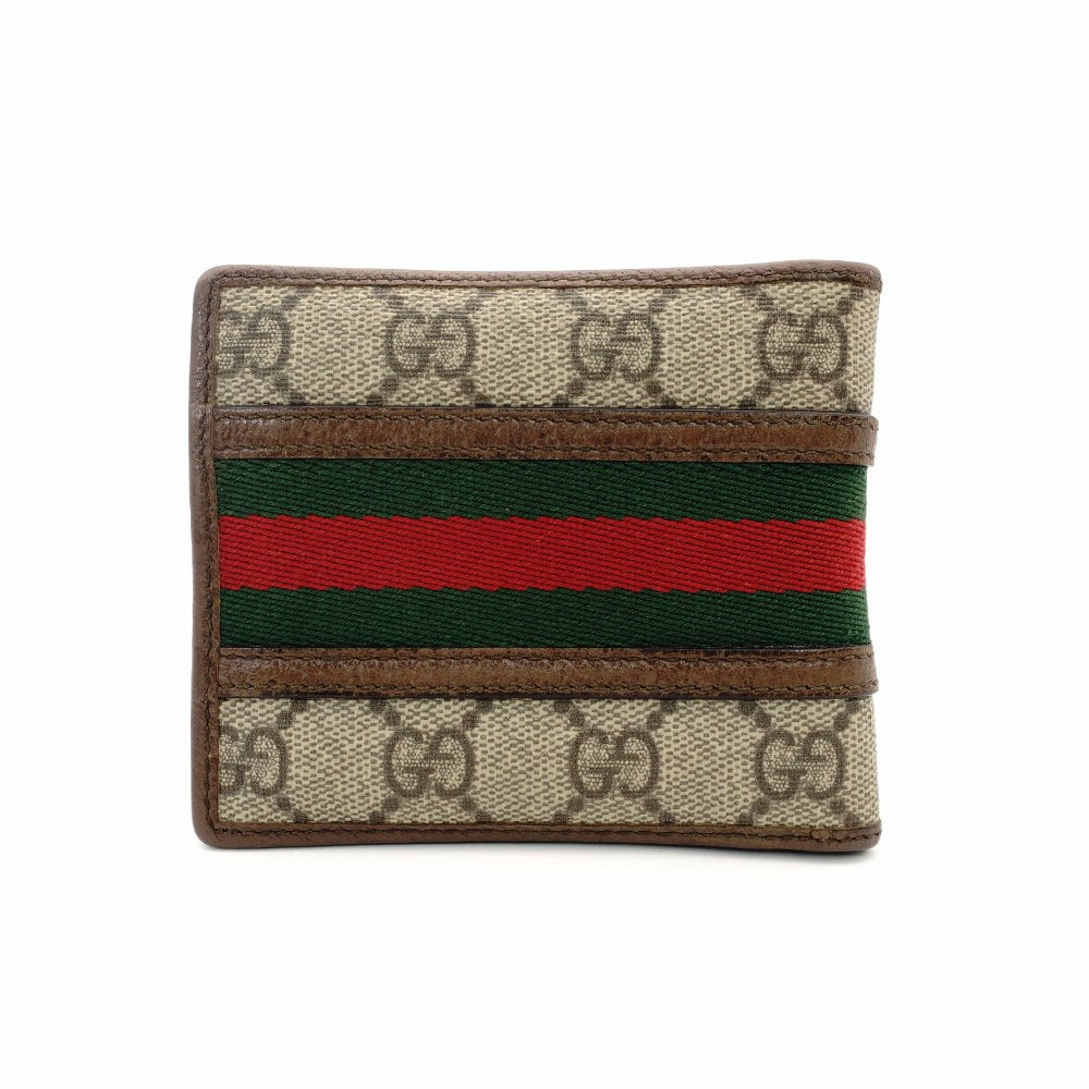 GUCCI Supreme Ophidia Compact Wallet Beige × Brown PVC Leather Mini Wallet Foldable Wallet 7-10-338