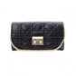 Christian Dior Miss Dior Chain Wallet, Long Wallet, Leather, Black with Gold Hardware