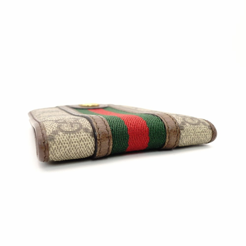 GUCCI Supreme Ophidia Compact Wallet Beige × Brown PVC Leather Mini Wallet Foldable Wallet 7-10-338