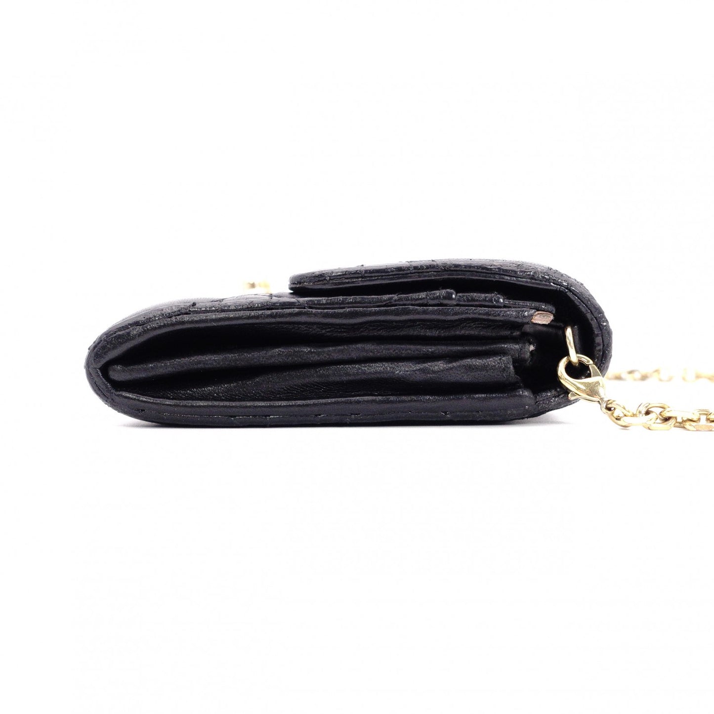 Christian Dior Miss Dior Chain Wallet, Long Wallet, Leather, Black with Gold Hardware