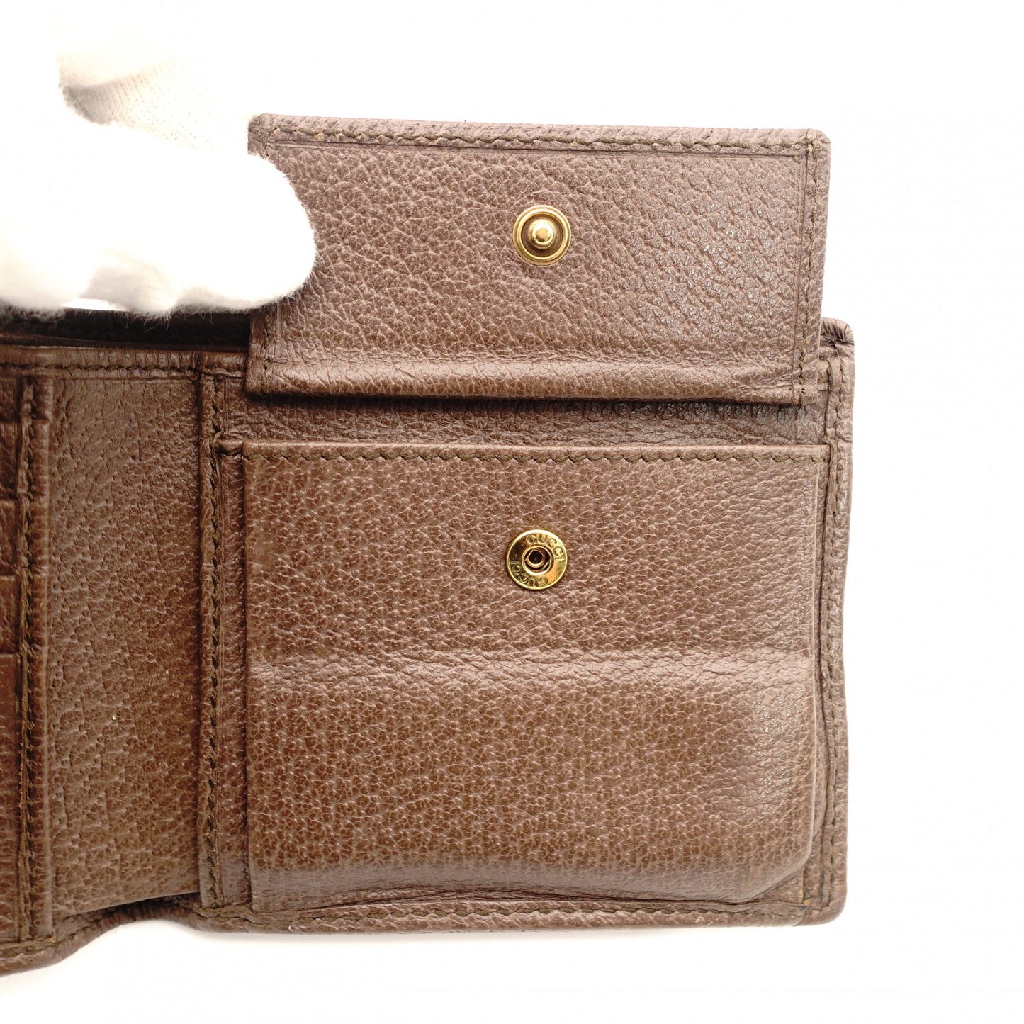 GUCCI Supreme Ophidia Compact Wallet Beige × Brown PVC Leather Mini Wallet Foldable Wallet 7-10-338