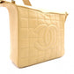 CHANEL Chocolate Bar Shoulder Bag, Leather, Beige, Vintage, Gold Hardware