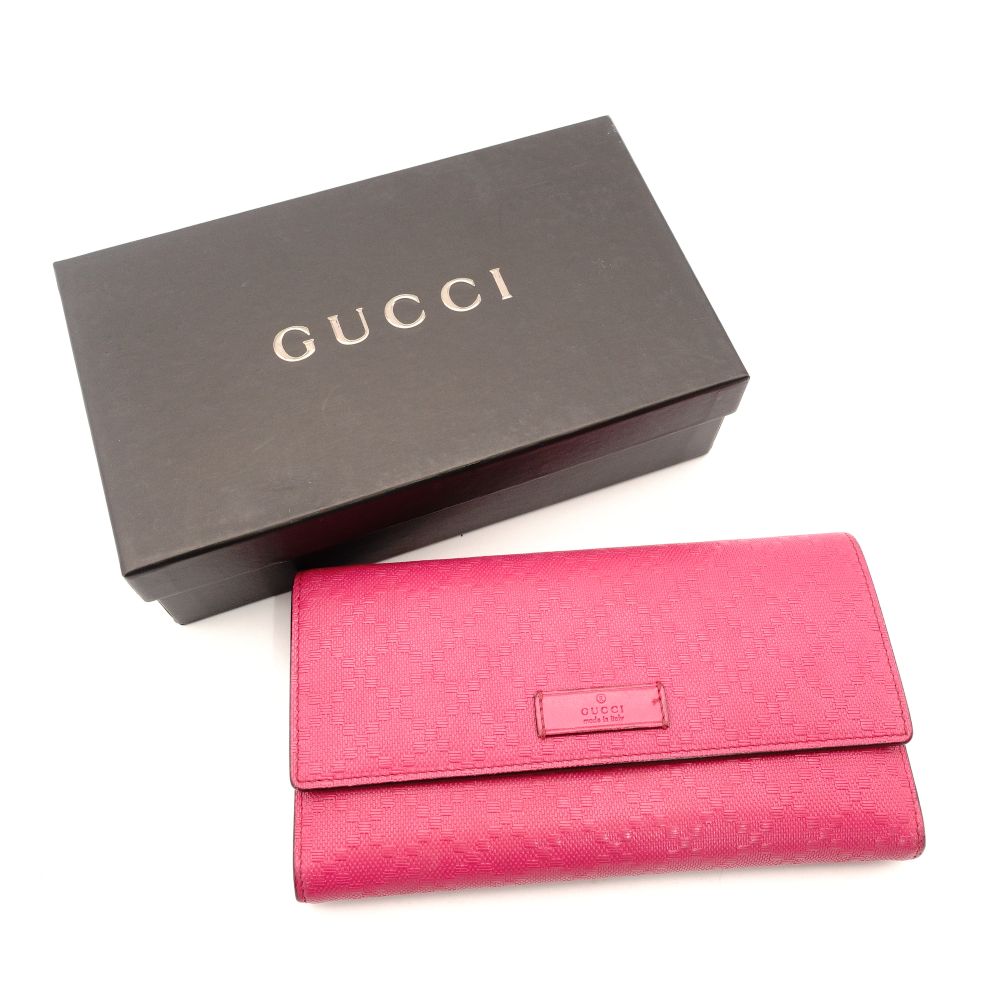 GUCCI Diamante Pink Leather Long Wallet with GG Logo, Box Included, Women's 7-10-919-2