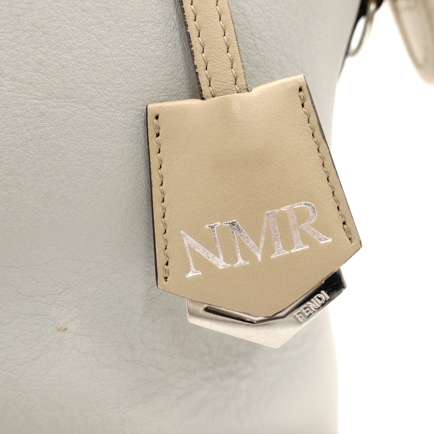 FENDI By the Way Medium Gray × Beige Leather 2-Way Handbag Shoulder 7-10-642