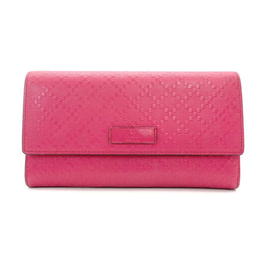 GUCCI Diamante Pink Leather Long Wallet with GG Logo, Box Included, Women's 7-10-919-2