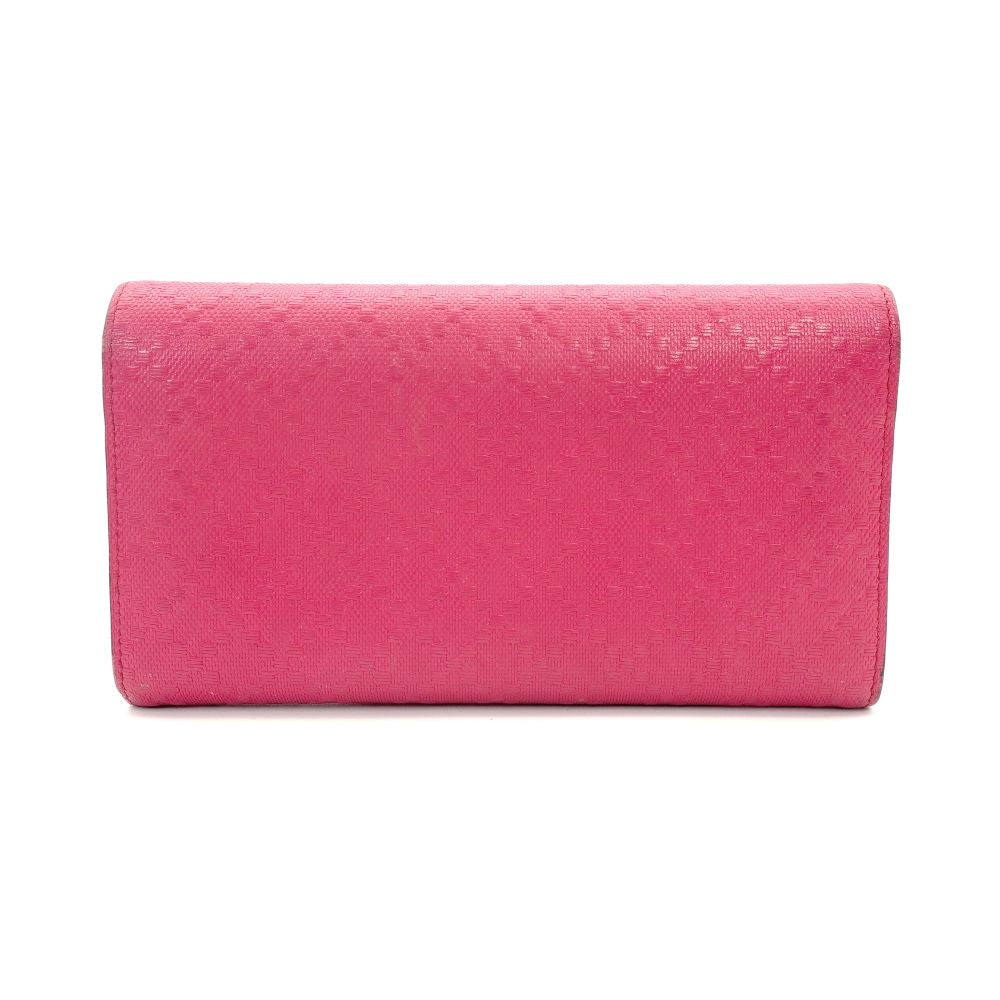 GUCCI Diamante Pink Leather Long Wallet with GG Logo, Box Included, Women's 7-10-919-2