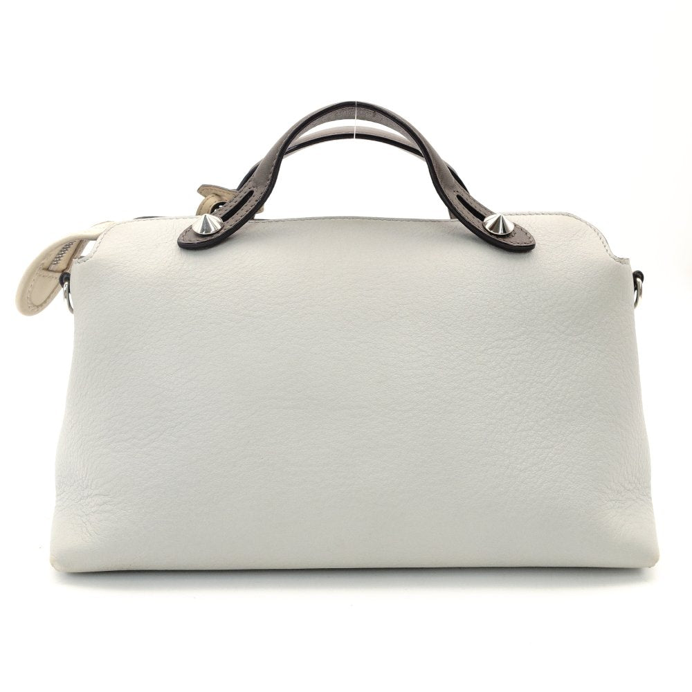 FENDI By the Way Medium Gray × Beige Leather 2-Way Handbag Shoulder 7-10-642