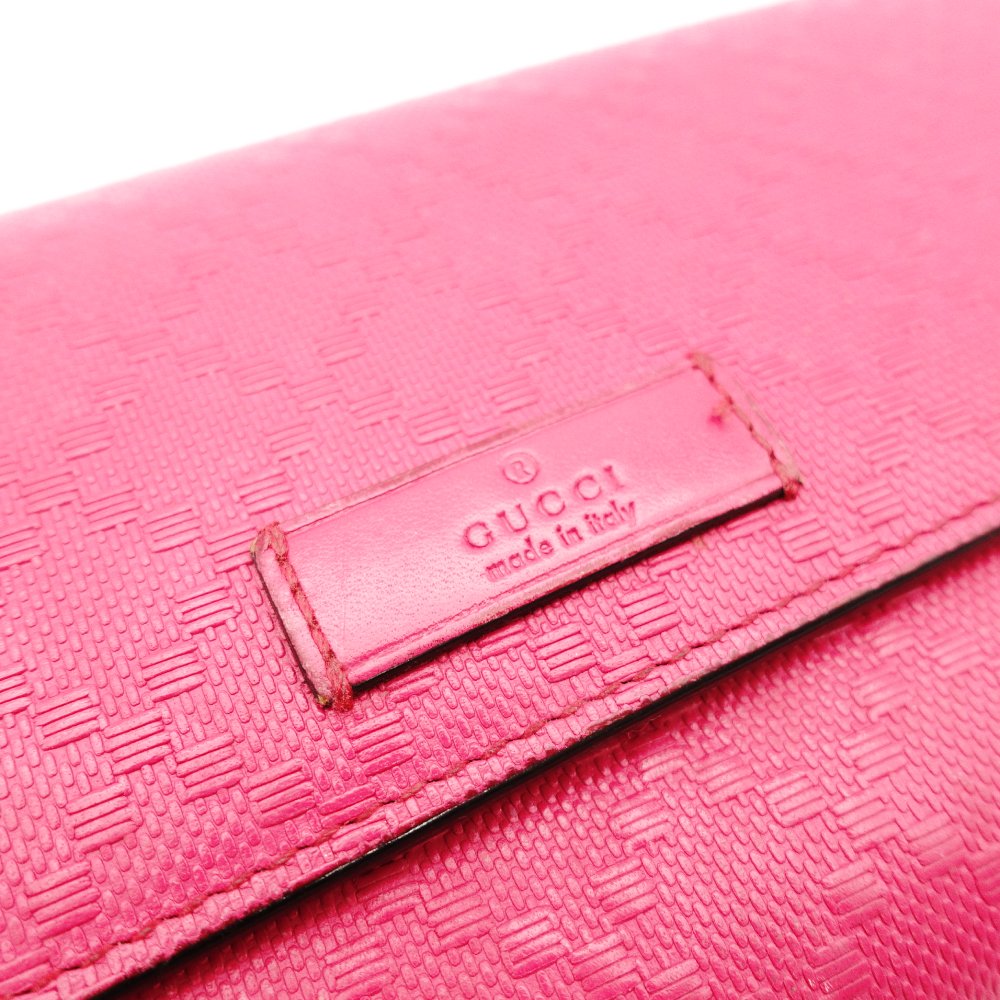 GUCCI Diamante Pink Leather Long Wallet with GG Logo, Box Included, Women's 7-10-919-2