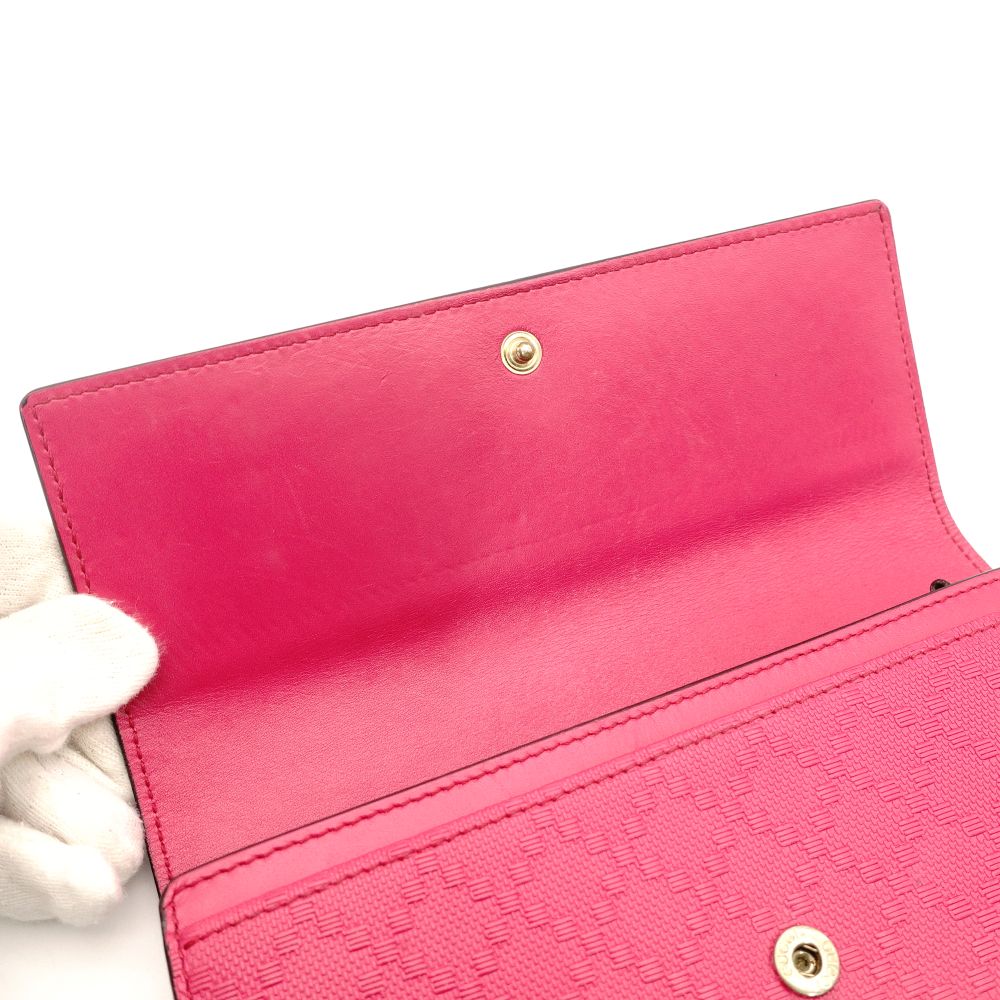 GUCCI Diamante Pink Leather Long Wallet with GG Logo, Box Included, Women's 7-10-919-2