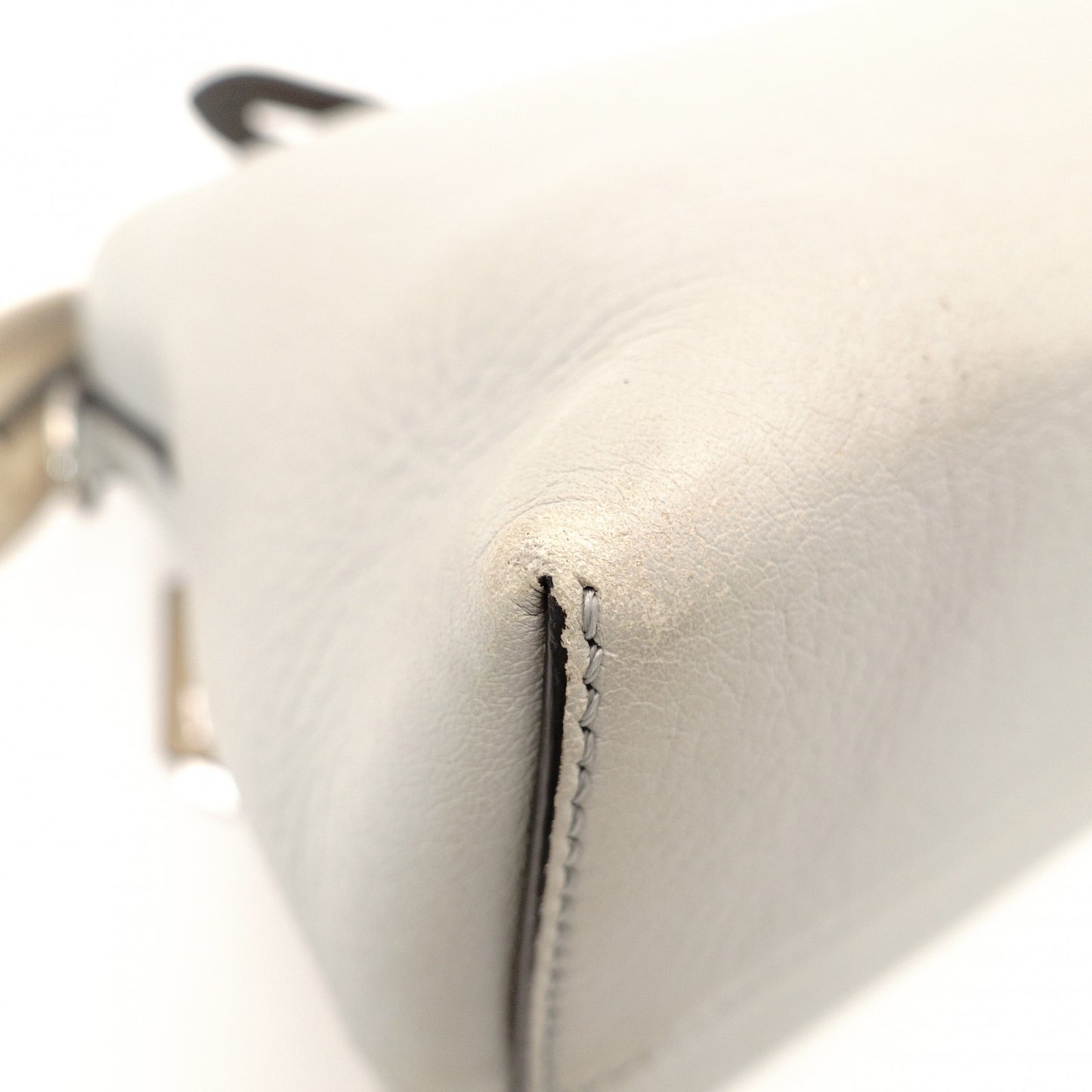 FENDI By the Way Medium Gray × Beige Leather 2-Way Handbag Shoulder 7-10-642