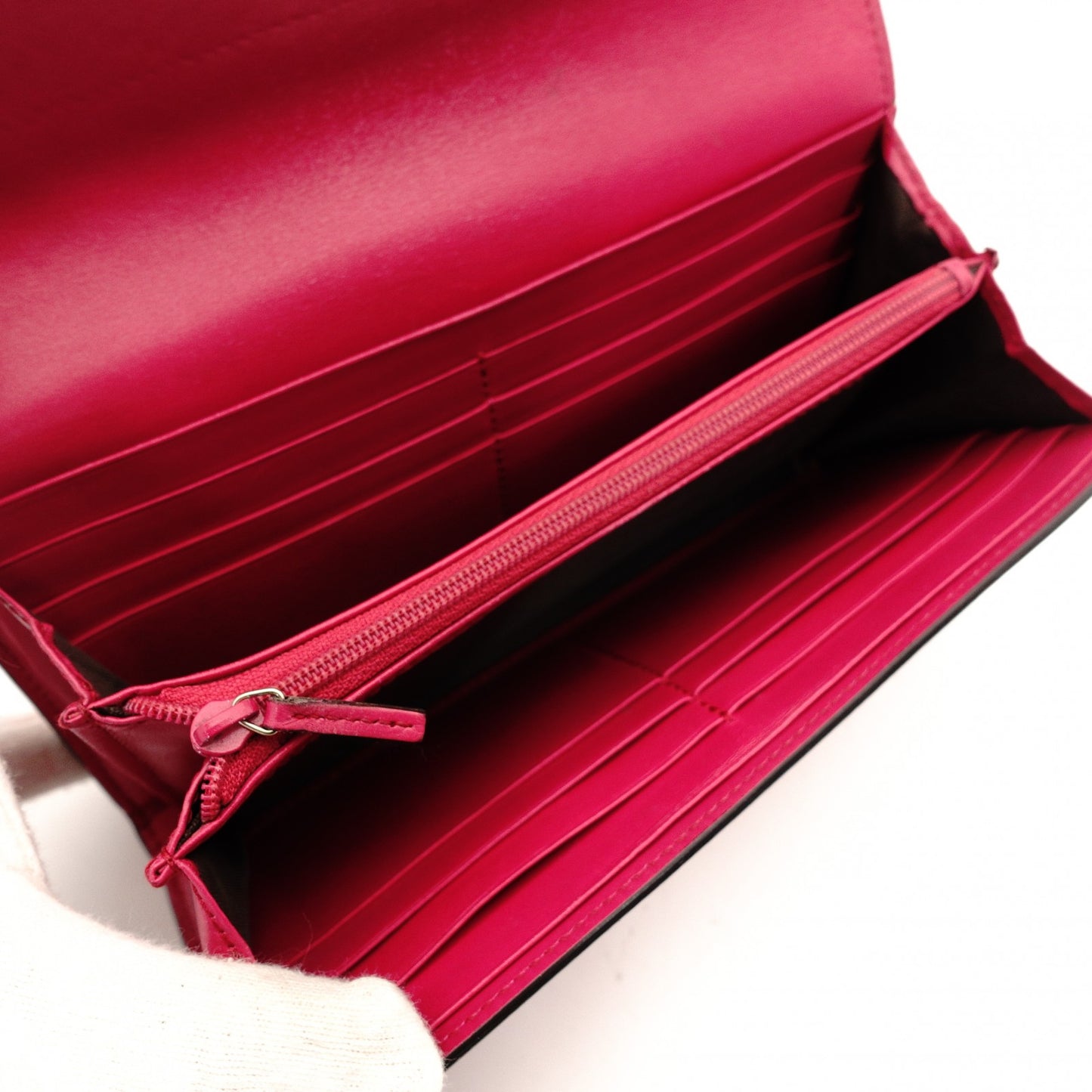 GUCCI Diamante Pink Leather Long Wallet with GG Logo, Box Included, Women's 7-10-919-2