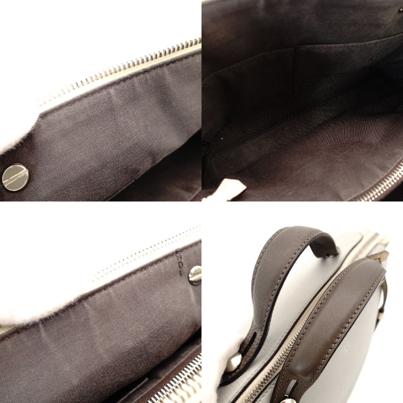 FENDI By the Way Medium Gray × Beige Leather 2-Way Handbag Shoulder 7-10-642