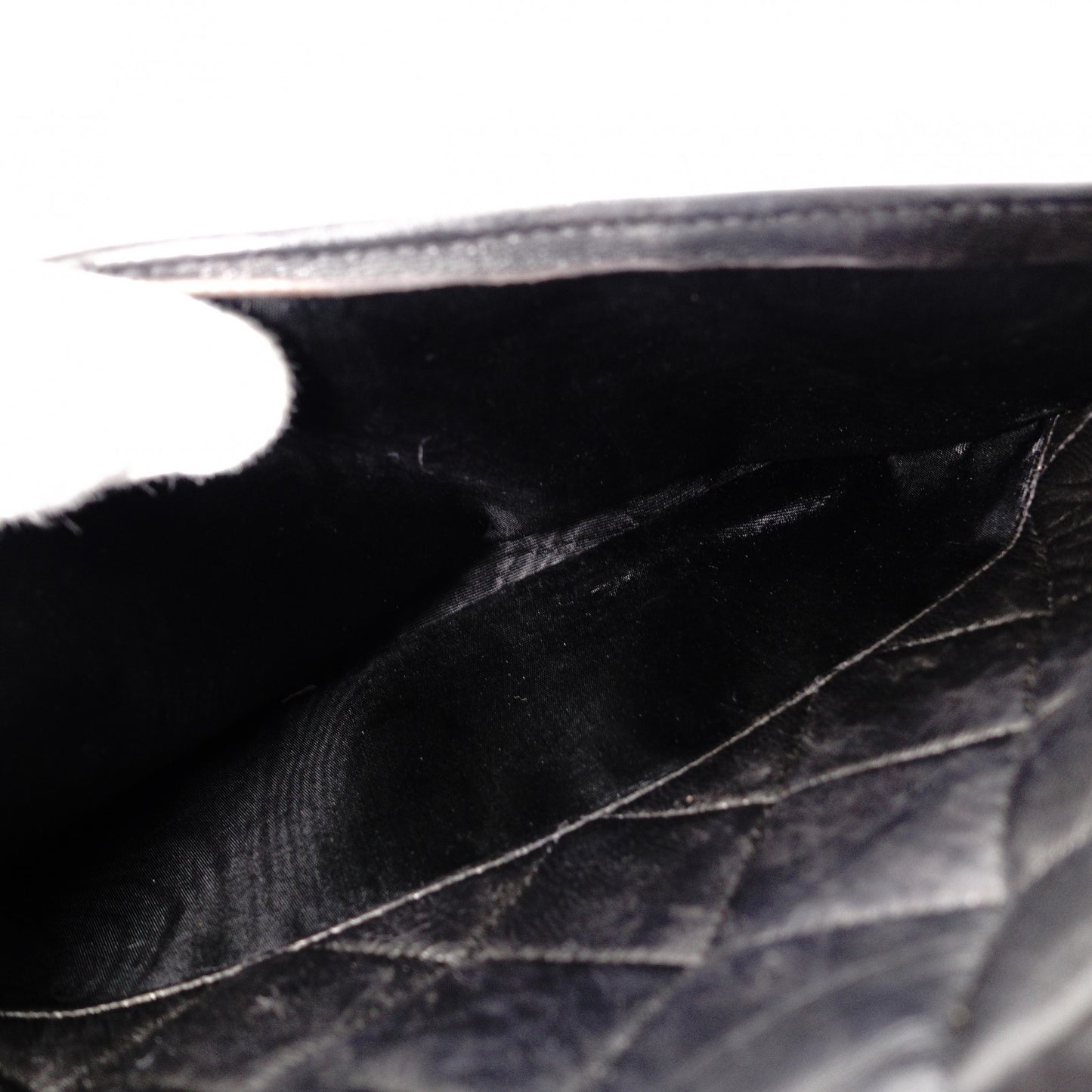 CHANEL Matelassé Fringe Shoulder Bag Black Leather Black Logo
