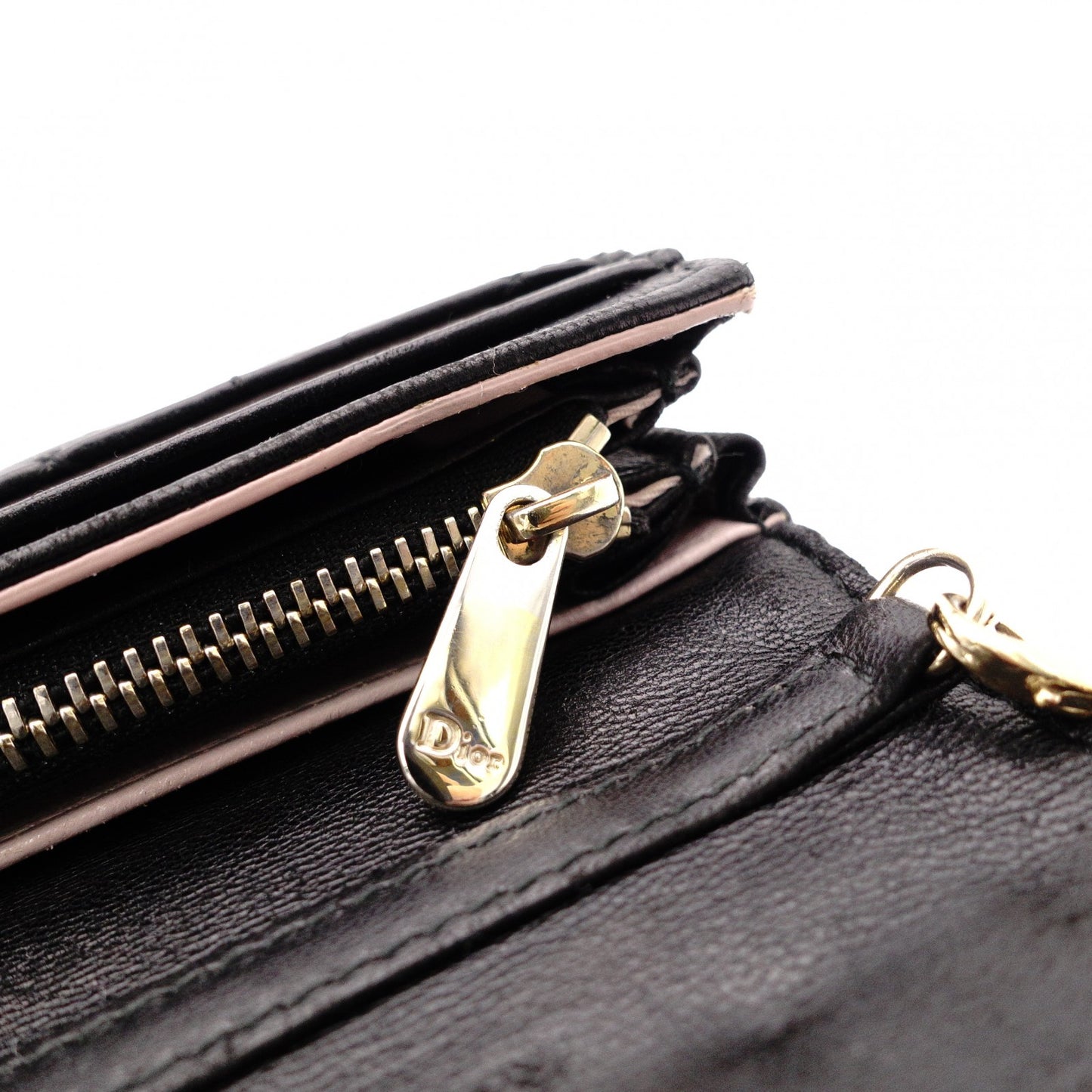 Christian Dior Miss Dior Chain Wallet, Long Wallet, Leather, Black with Gold Hardware
