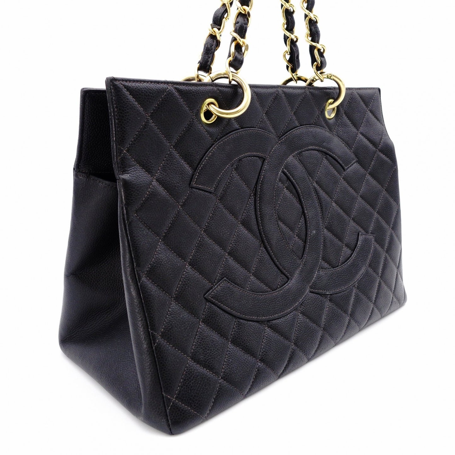 CHANEL Matelassé Shoulder Bag Leather Black Chain Gold Hardware