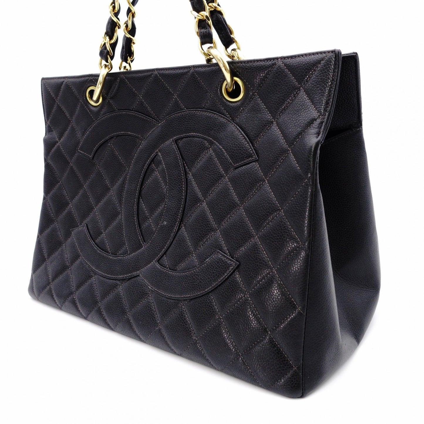 CHANEL Matelassé Shoulder Bag Leather Black Chain Gold Hardware