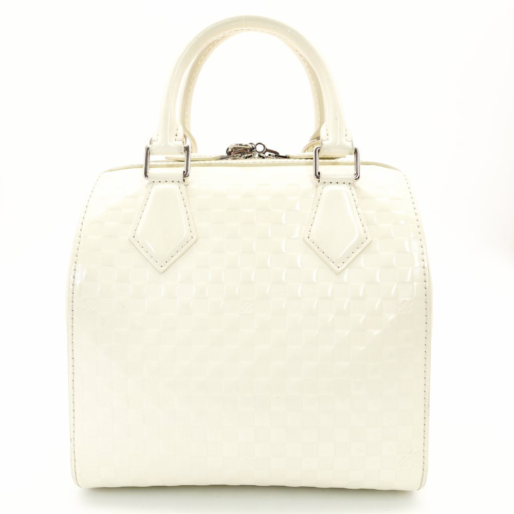 LOUIS VUITTON Damier Facet Speedy Cube PM White Patent Leather White Handbag 2-Way 7-5-685