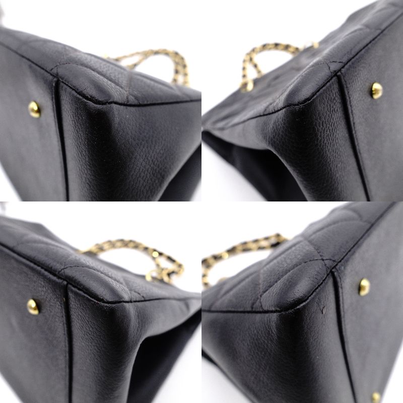 CHANEL Matelassé Shoulder Bag Leather Black Chain Gold Hardware