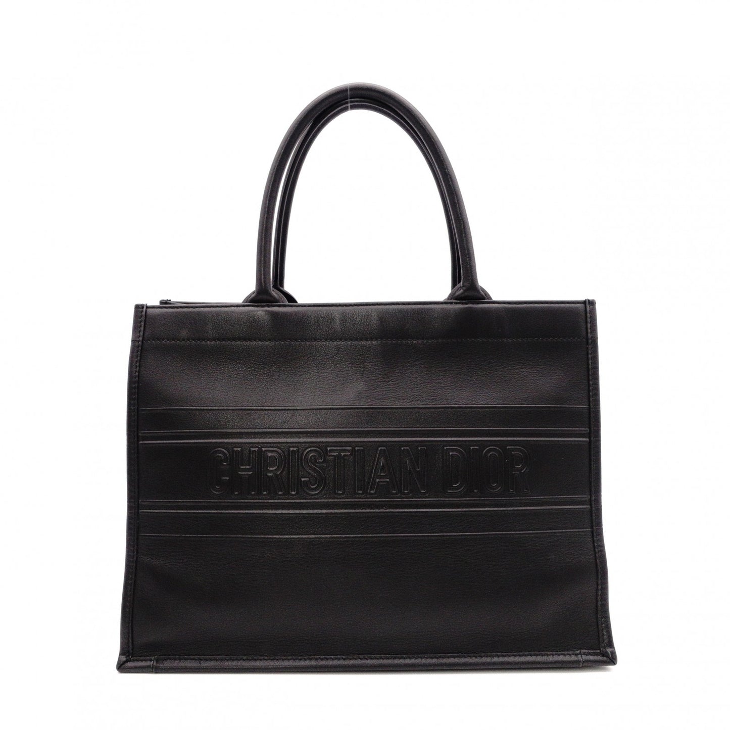 DIOR Book Tote Medium Tote Bag, Leather, Black, CD Logo