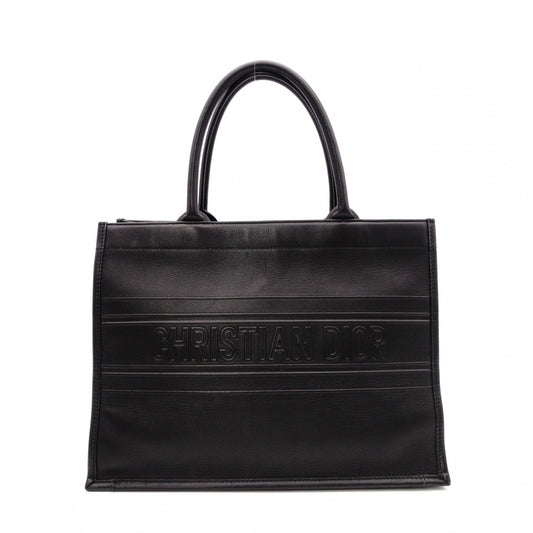DIOR Book Tote Medium Tote Bag, Leather, Black, CD Logo