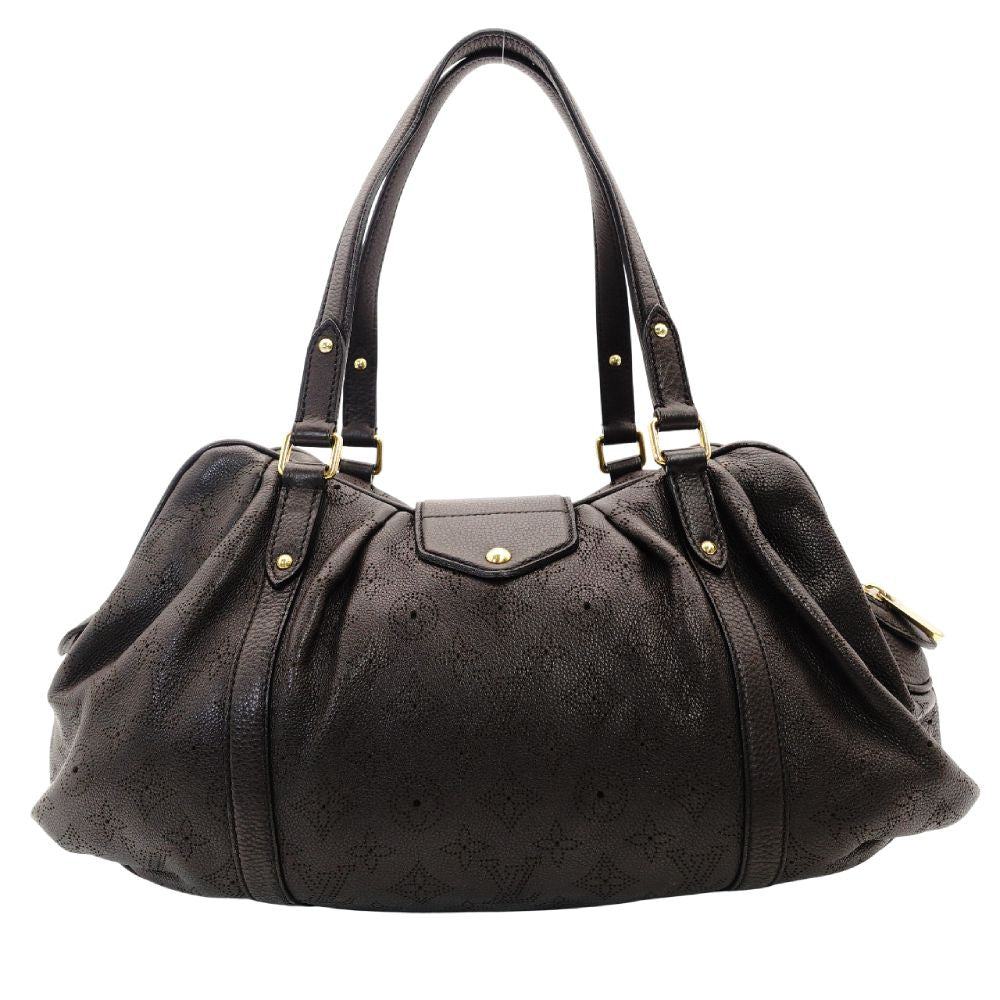 Louis Vuitton Mahina PM Shoulder Bag Brown Leather Tote Gold Hardware Logo Brown 7-9-573