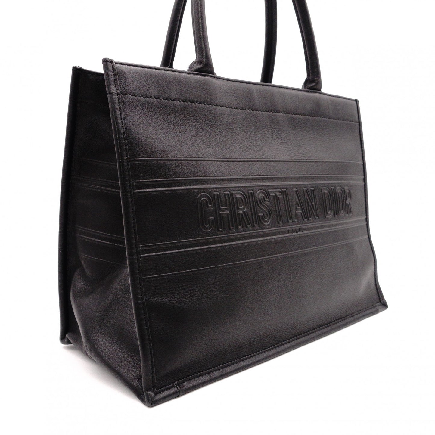 DIOR Book Tote Medium Tote Bag, Leather, Black, CD Logo