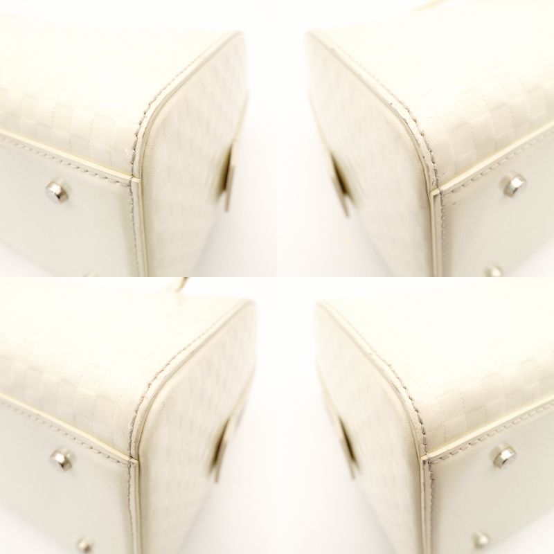 LOUIS VUITTON Damier Facet Speedy Cube PM White Patent Leather White Handbag 2-Way 7-5-685