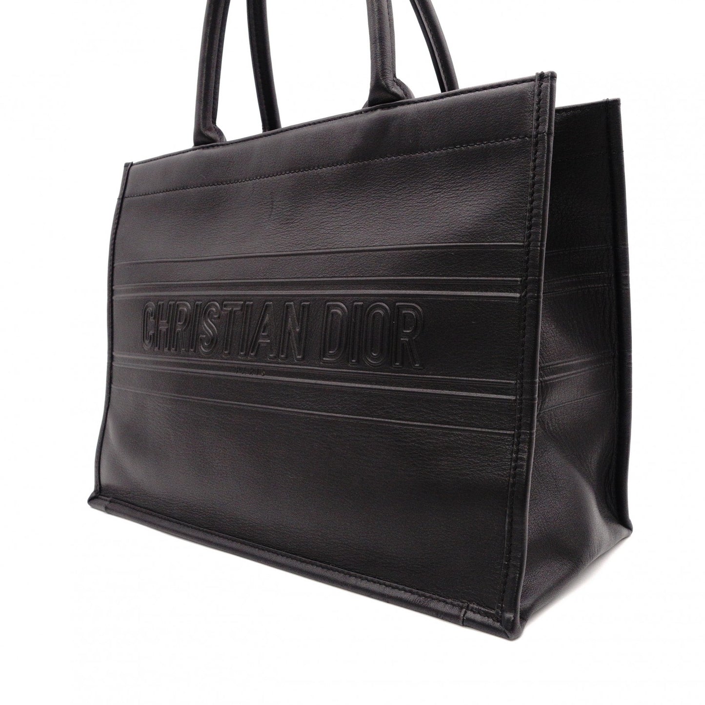 DIOR Book Tote Medium Tote Bag, Leather, Black, CD Logo