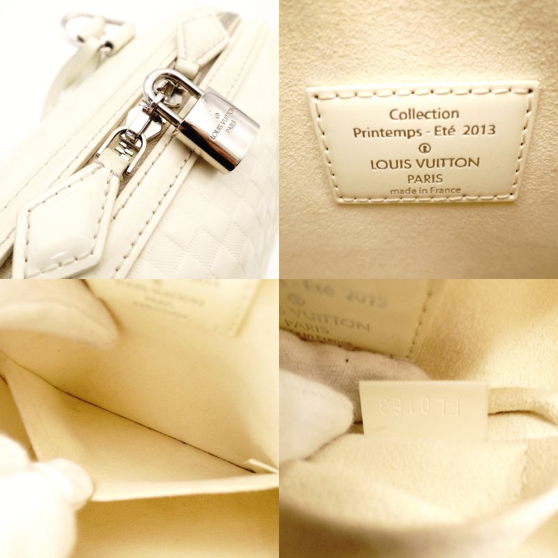LOUIS VUITTON Damier Facet Speedy Cube PM White Patent Leather White Handbag 2-Way 7-5-685