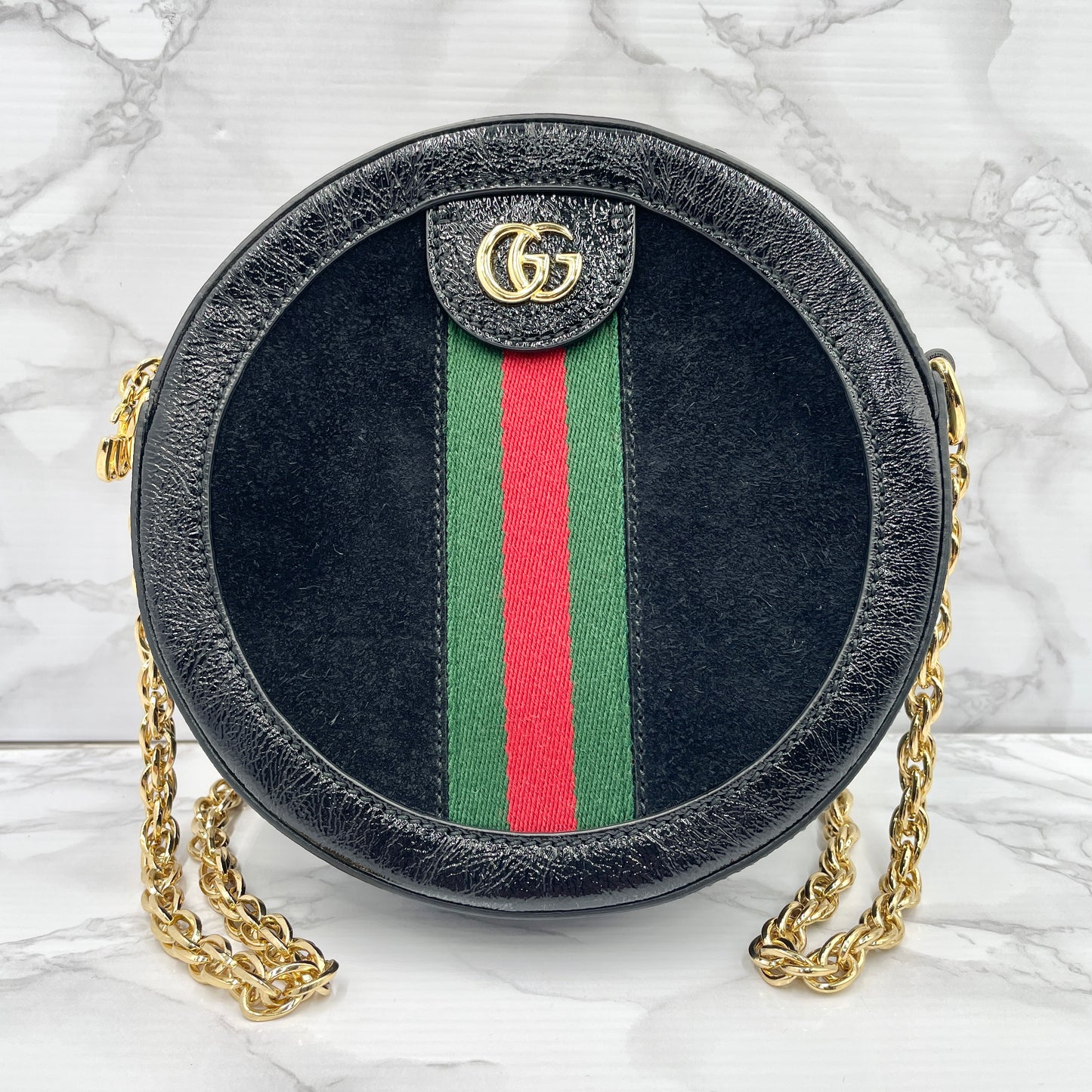 GUCCI Ophidia Suede Chain Shoulder Bag