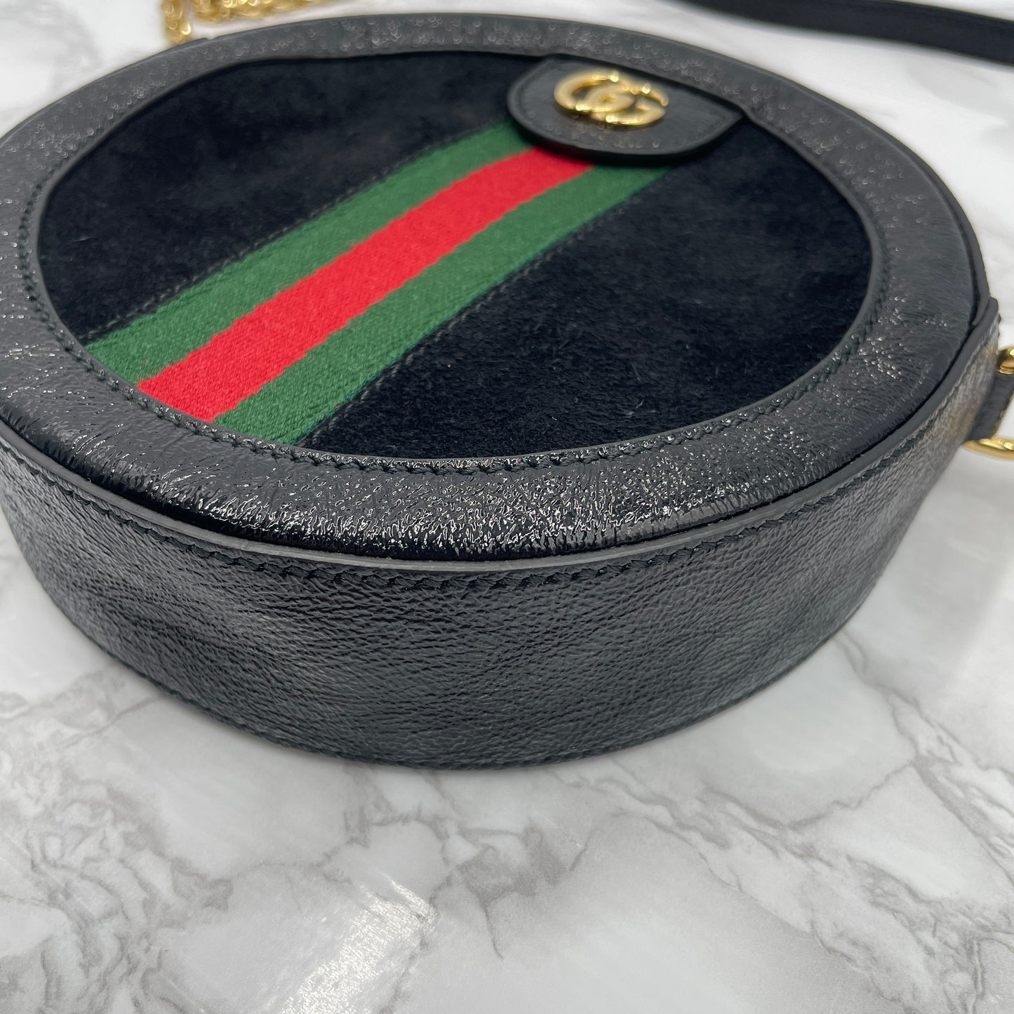 GUCCI Ophidia Suede Chain Shoulder Bag