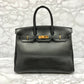 HERMES Birkin 35 Gulliver Leather □B 1998 Black Gold Hardware