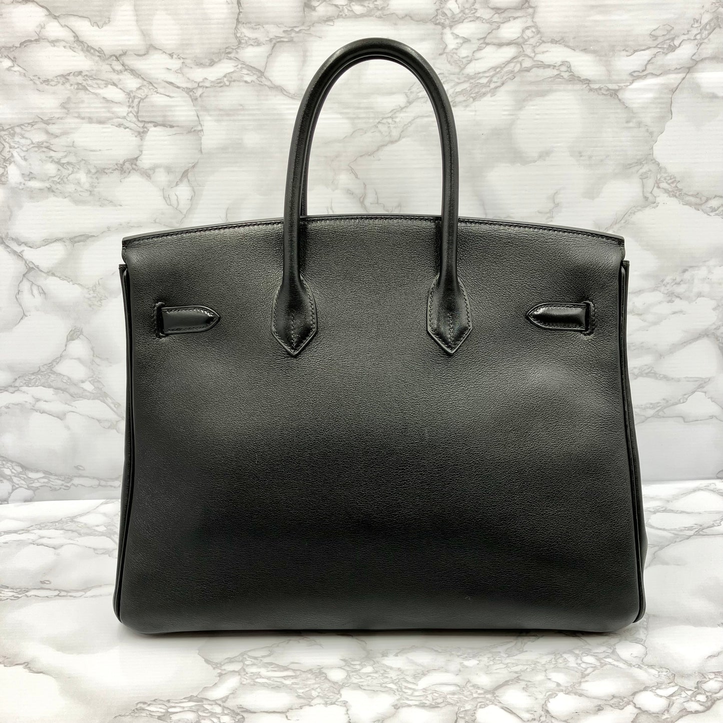 HERMES Birkin 35 Gulliver Leather □B 1998 Black Gold Hardware